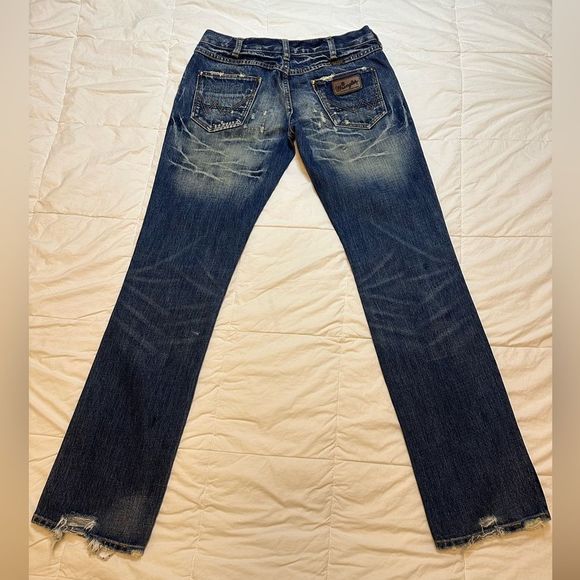 Wranglers women’s jeans size 10 boot cut medium wash distressing button fly Y2K - Picture 2 of 14